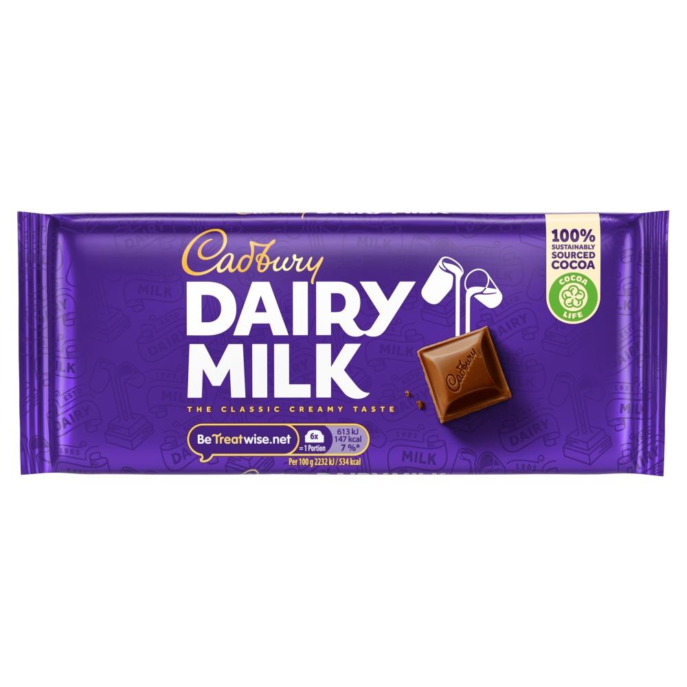 CADBURY DAIRY MILK CHOCOLATE BAR 110G – 21 X 110G BARS