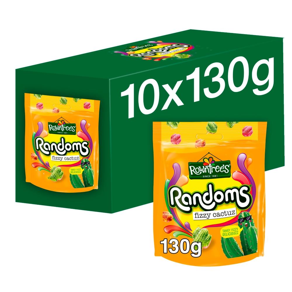 ROWNTREE'S RANDOMS FIZZY CACTUZ SWEETS 130G BAG – 10 X 130G POUCHES