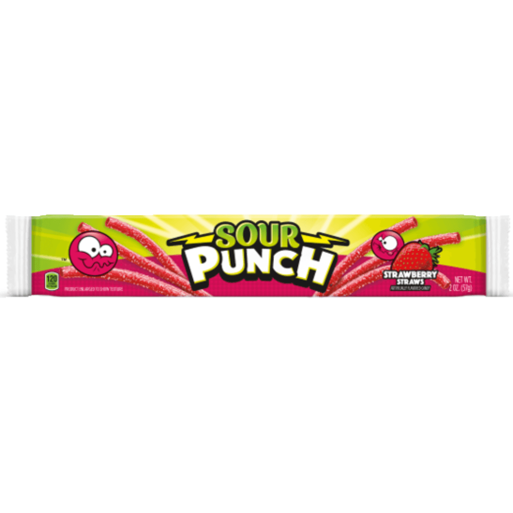 SOUR PUNCH STRAWBERRY STRAWS 57G – 24 X 57G PACKS