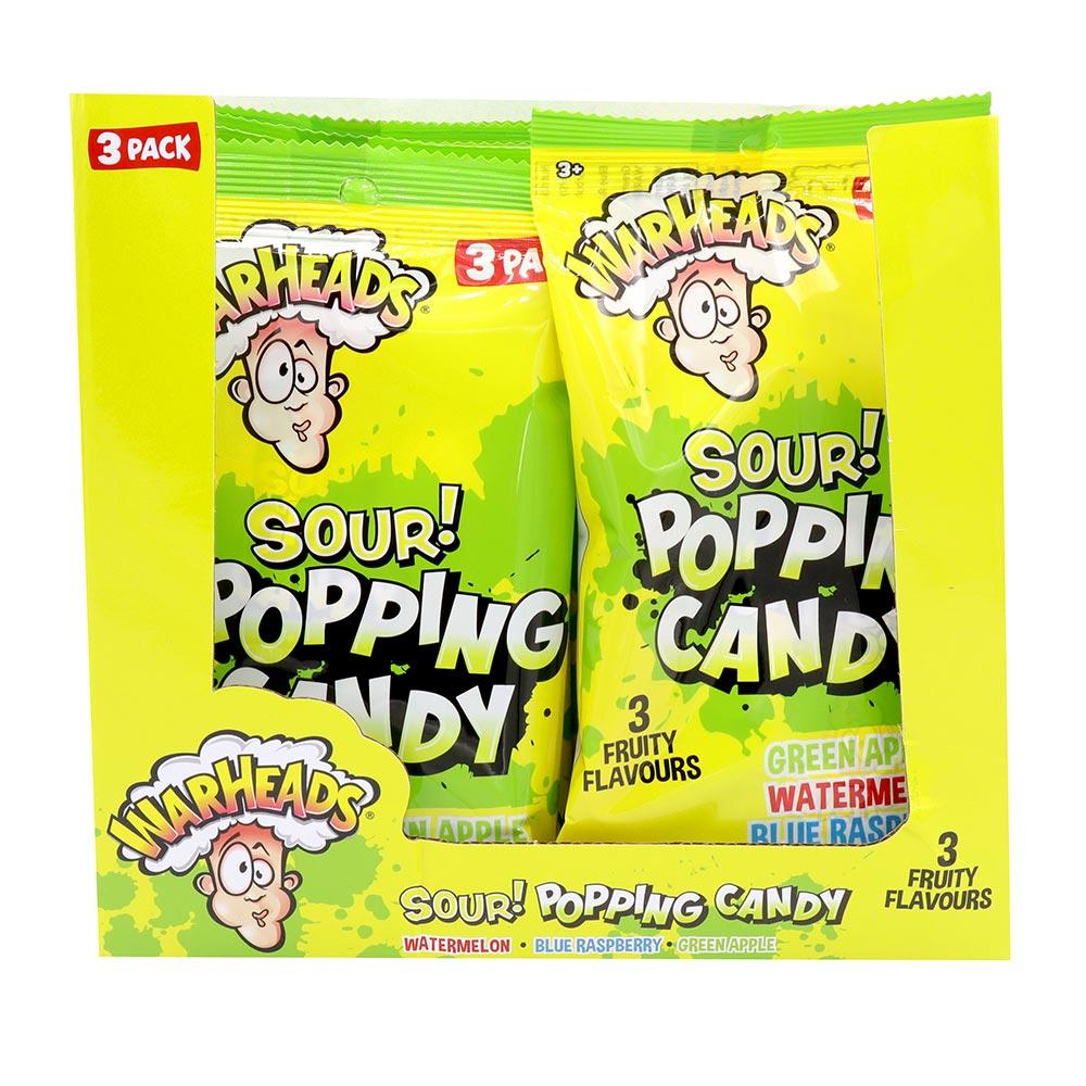 WARHEADS SOUR POPPING CANDY 3 PACK 21G – 12 X (3 X 7G) MULTIPACKS