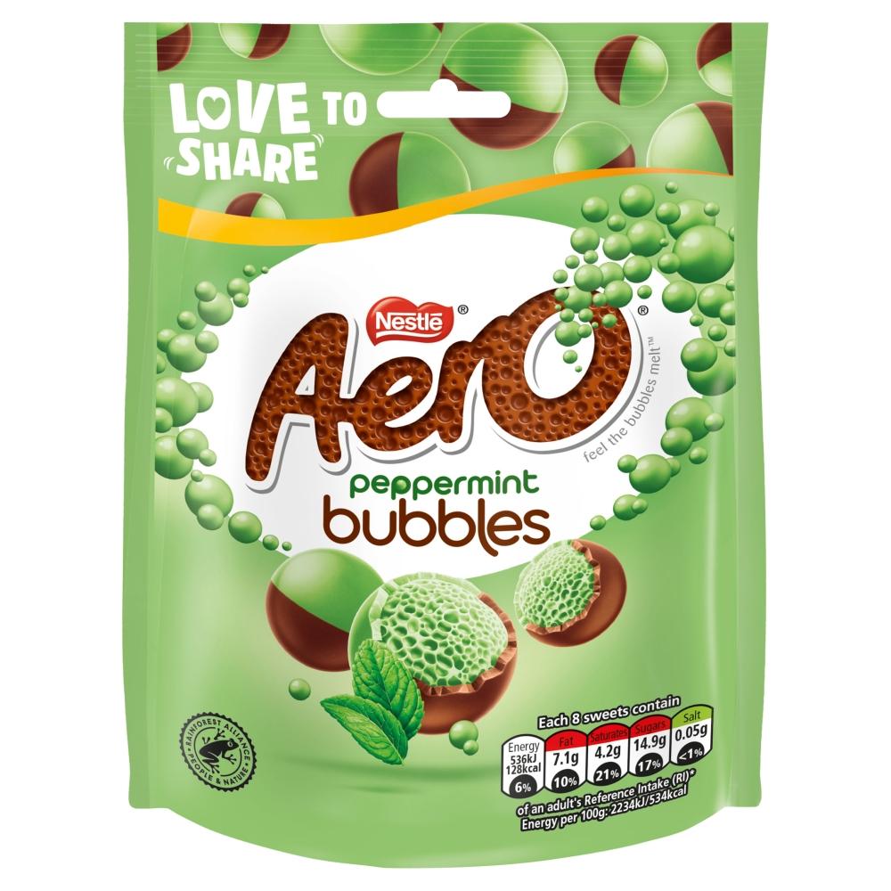 AERO BUBBLES PEPPERMINT MILK CHOCOLATE 92G BAG – 8 X 92G BAGS - 0