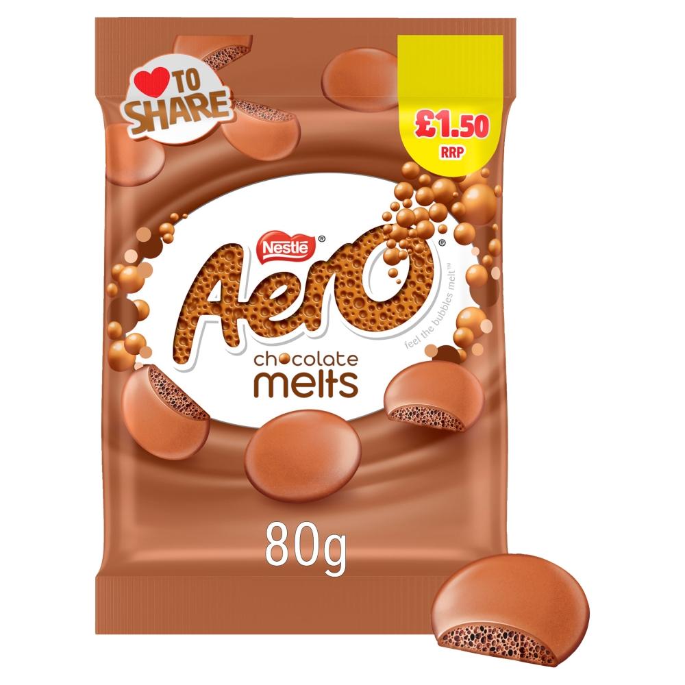 AERO MELTS MILK CHOCOLATE SHARING BAG 80G (£1.50) – 12 X 80G BAGS - 0