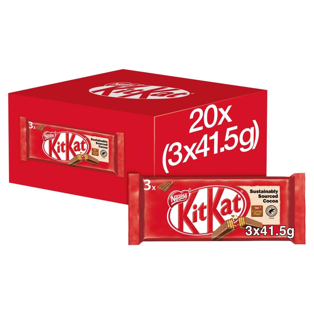 KIT KAT 4 FINGER MILK CHOCOLATE BAR 3 PACK (41.5G EACH) – 20 X (3 X 41.5G)