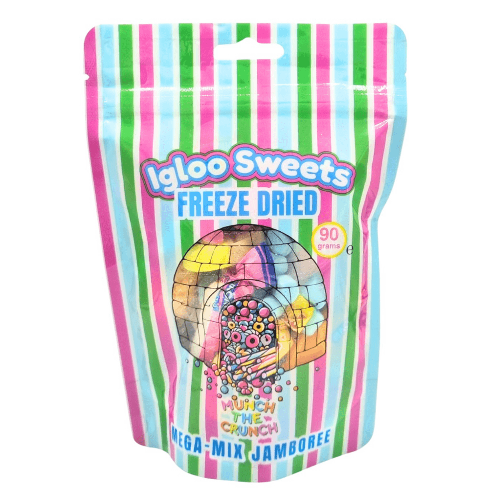 IGLOO MEGA-MIX JAMBOREE FREEZE DRIED SWEETS 90G POUCH – 10 X 90G POUCHES