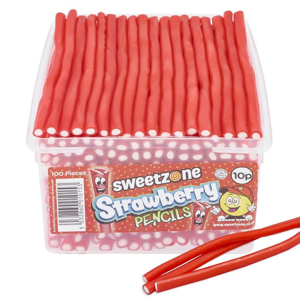 SWEETZONE STRAWBERRY PENCILS TUB – 1 X 1.1KG TUB