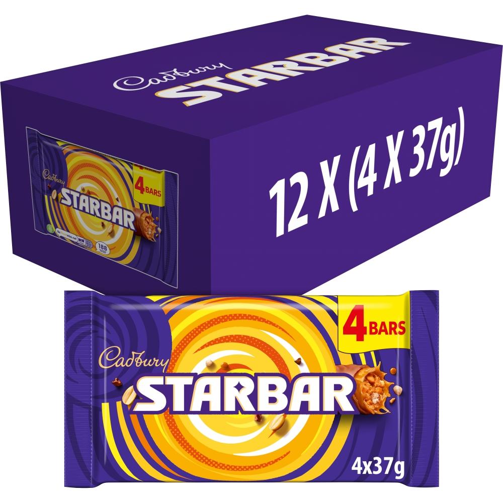 CADBURY STARBAR CHOCOLATE BAR 148G (4 PACK) – 12 X (4 X 37G) MULTIPACKS