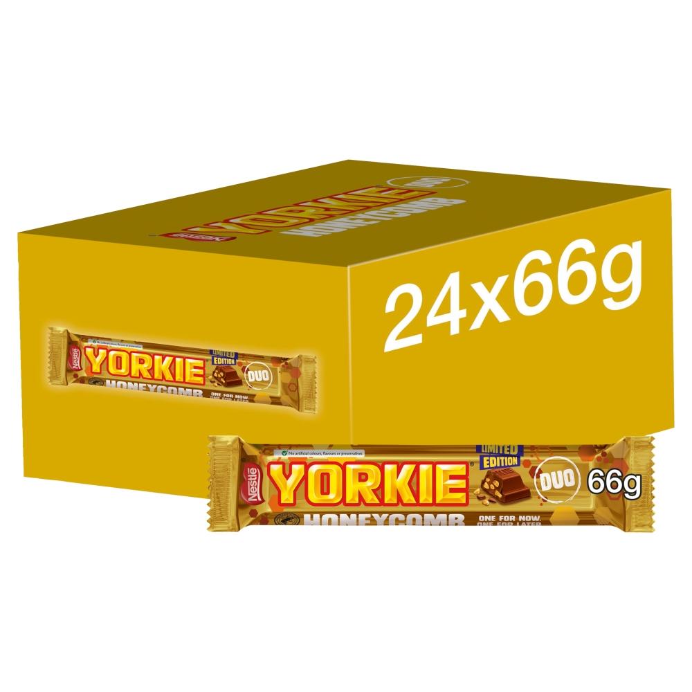 YORKIE HONEYCOMB MILK CHOCOLATE DUO BAR 66G – 24 X 66G BARS