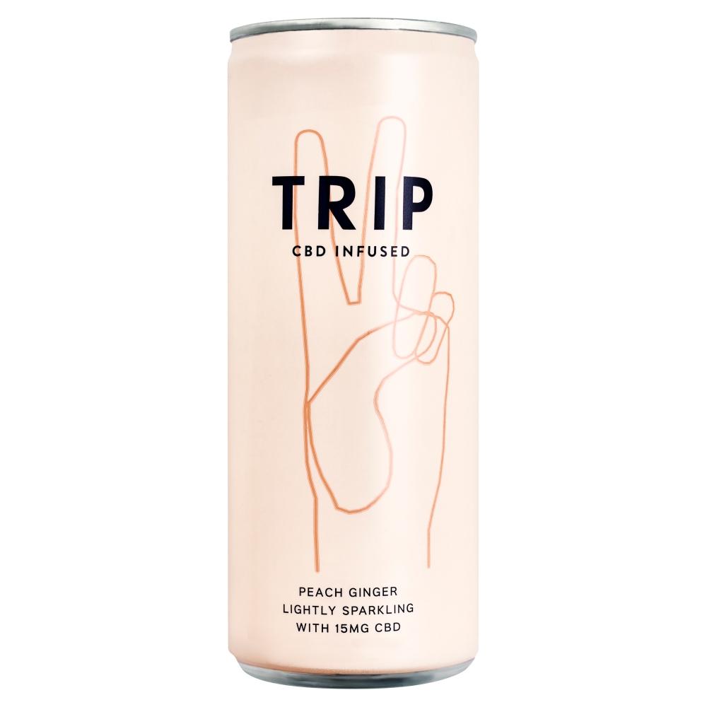 TRIP CBD INFUSED PEACH GINGER DRINK 250ML CAN – 12 X 250ML CANS - 0