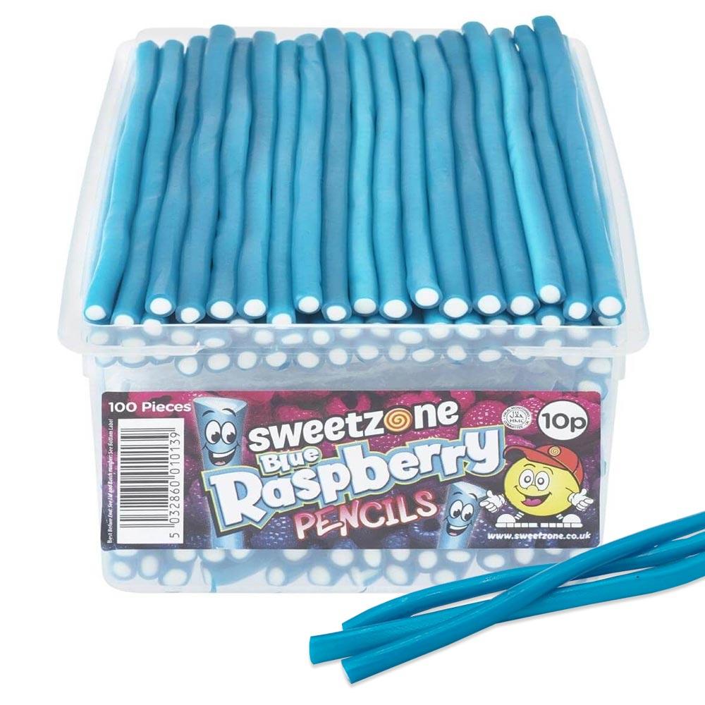 SWEETZONE BLUE RASPBERRY PENCILS TUB – 1 X 1.1KG TUB