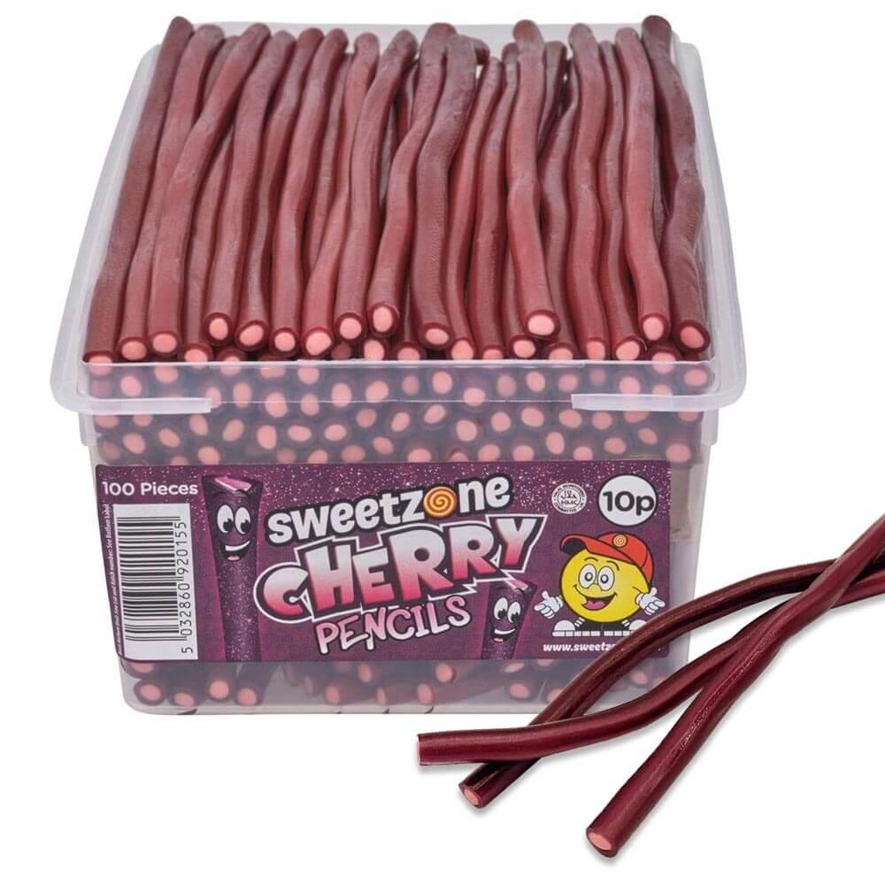 SWEETZONE CHERRY PENCILS 10P TUB – 1 X 1.1KG TUB