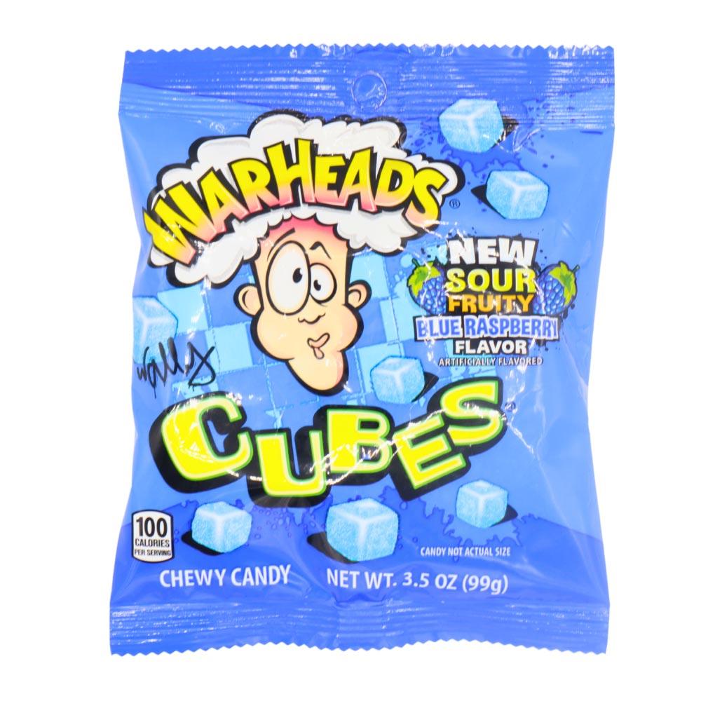 WARHEADS BLUE RASPBERRY CUBES 99G BAG – 12 X 99G BAGS