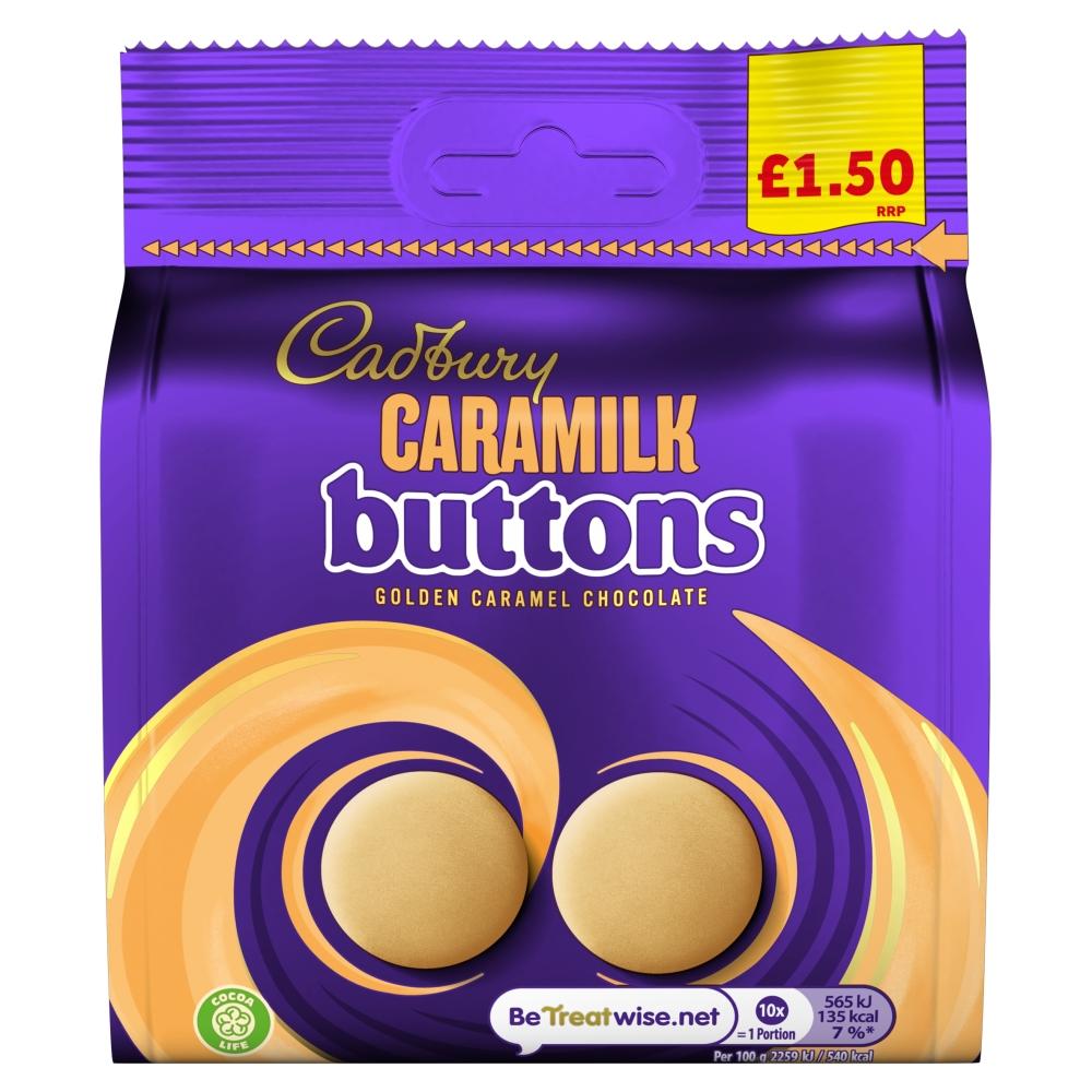 CADBURY CARAMILK GOLDEN CARAMEL BUTTONS CHOCOLATE 85G BAG – 10 X 85G BAGS - 0