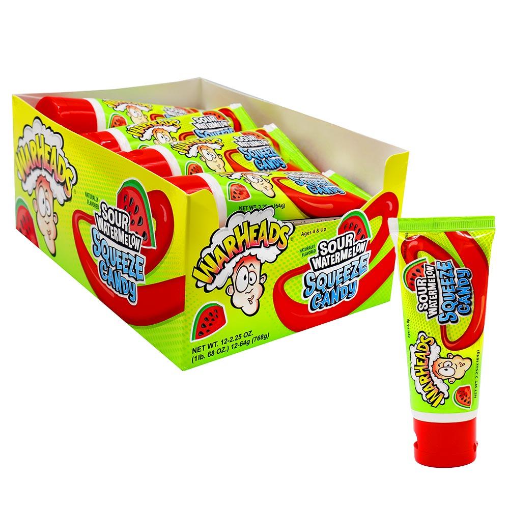 WARHEADS SOUR WATERMELON SQUEEZE CANDY 64G – 12 X 64G TUBES