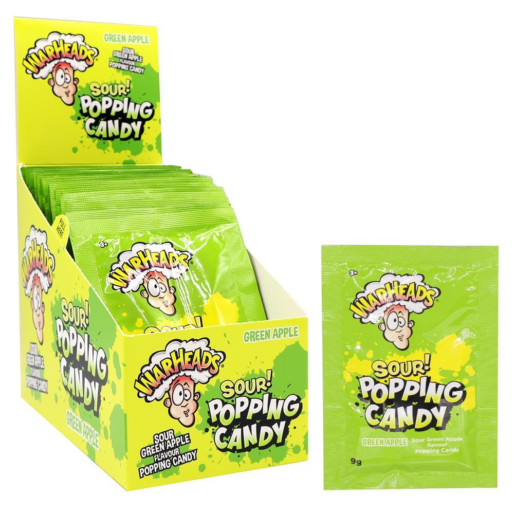 WARHEADS SOUR POPPING CANDY GREEN APPLE 9G POUCH – 20 X 9G POUCHES