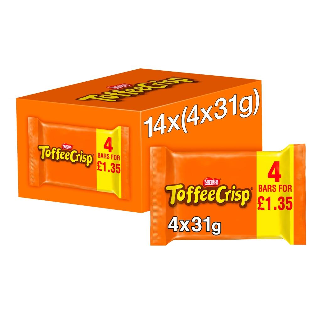 TOFFEE CRISP CHOCOLATE BAR 4 PACK (124G) (£1.35) – 14 X (4 X 31G)