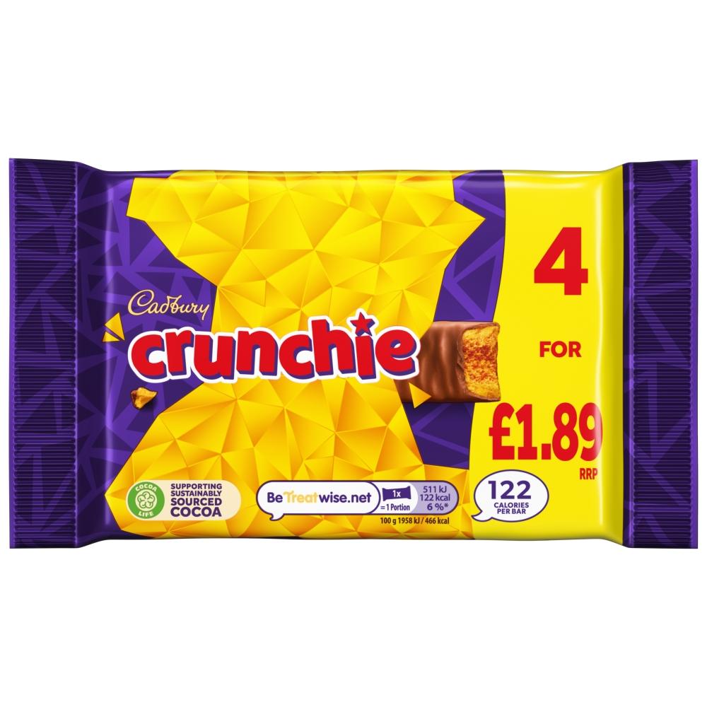 CADBURY CRUNCHIE CHOCOLATE BAR 4 PACK (104.4G) – 10 X (4 X 26.1G) MULTIPACKS