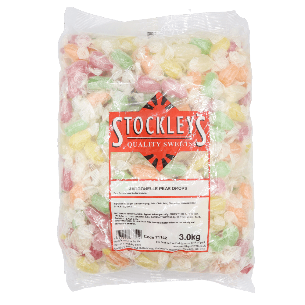STOCKLEY'S JARGONELLE PEAR DROPS 3KG (VEGAN) – 1 X 3KG JAR - 0