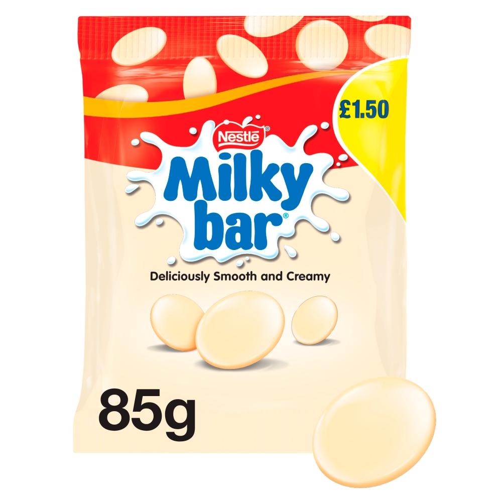 MILKYBAR GIANT BUTTONS WHITE CHOCOLATE 85G BAG – 12 X 85G POUCHES - 0