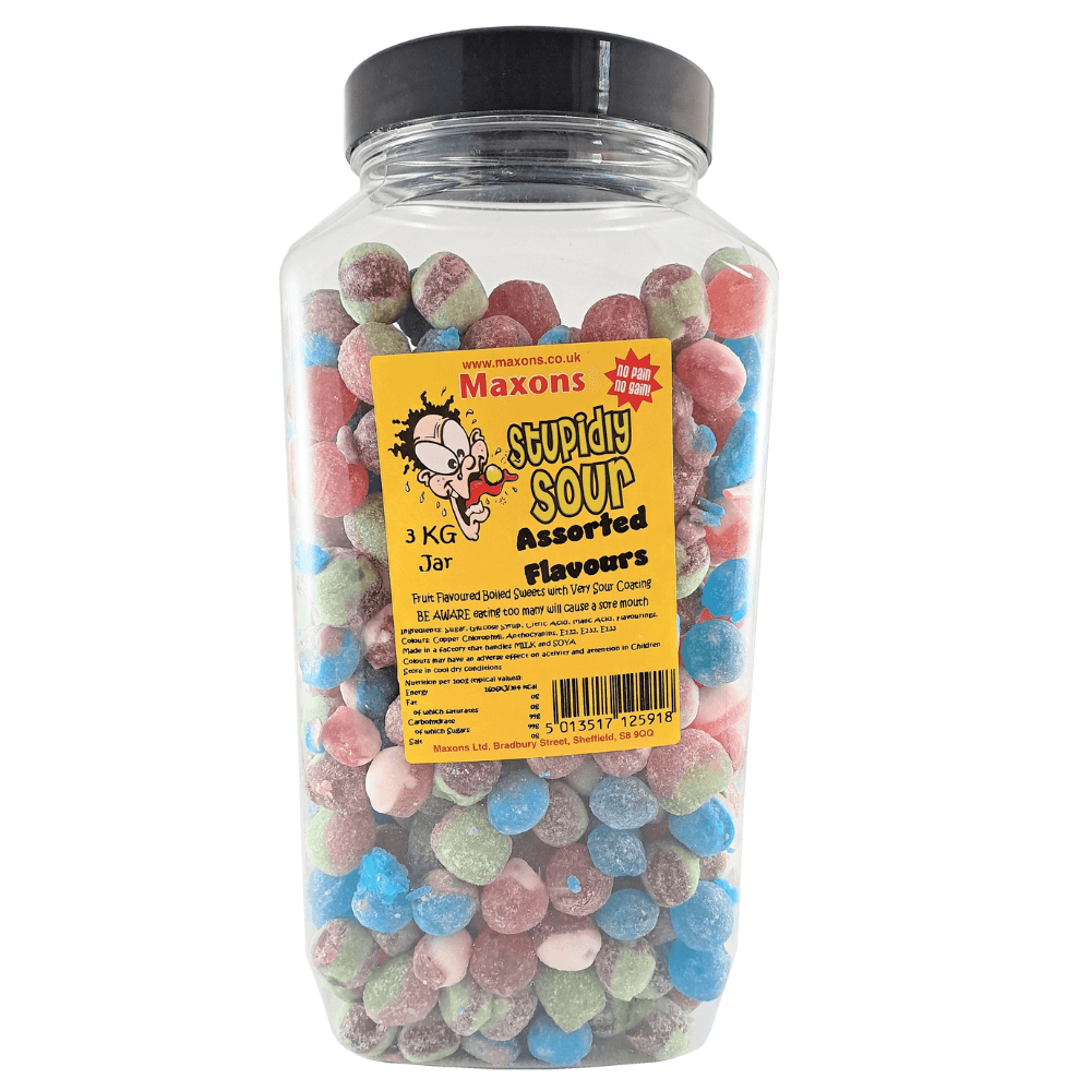 MAXON'S SOUR ASSORTED JAR 3KG (VEGAN)
