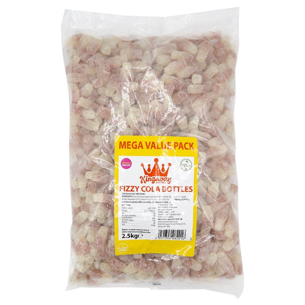 KINGSWAY MEGA VALUE FIZZY COLA BOTTLES 2.5KG BAG (VEGAN) - 0