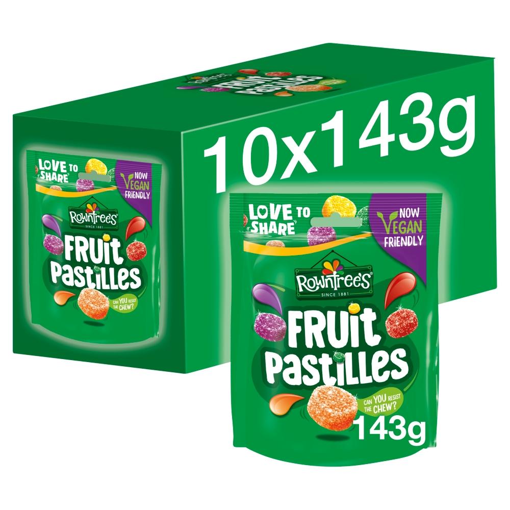 ROWNTREE'S FRUIT PASTILLES SWEETS 143G BAG – 10 X 143G BAGS