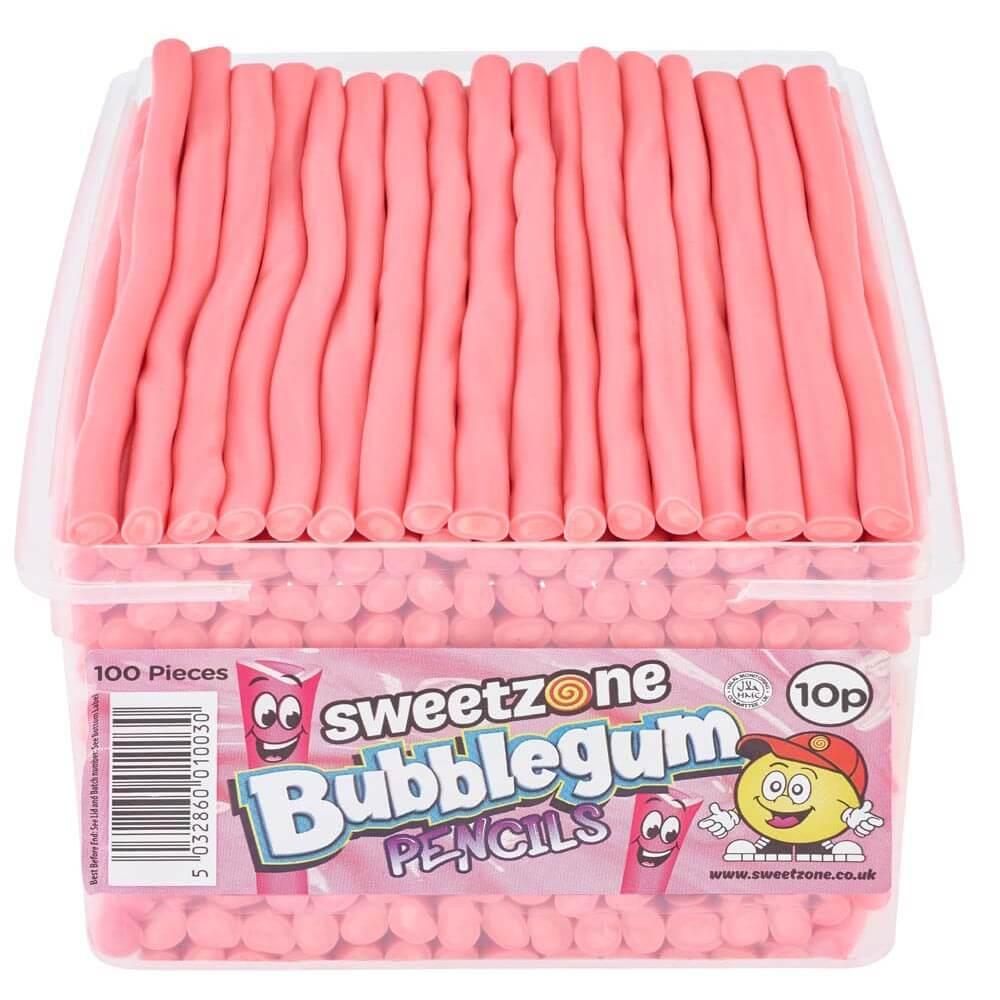 SWEETZONE BUBBLEGUM PENCILS TUB – 1 X 1.1KG TUB