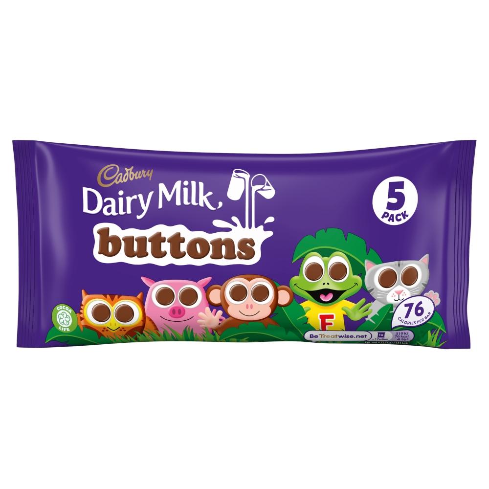 CADBURY DAIRY MILK BUTTONS TREATSIZE CHOCOLATE BAGS 70G (5 PACK) – 16 X 5 PACKS - 0