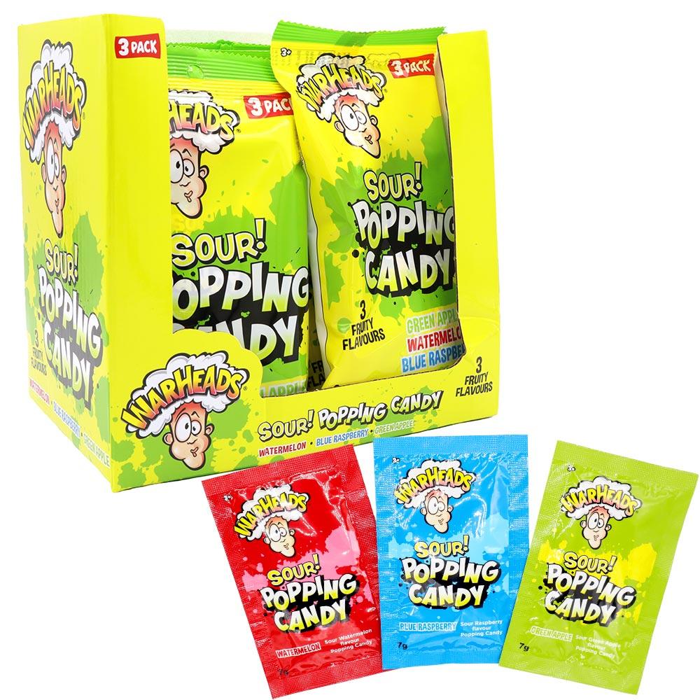 WARHEADS SOUR POPPING CANDY 3 PACK 21G – 12 X (3 X 7G) MULTIPACKS