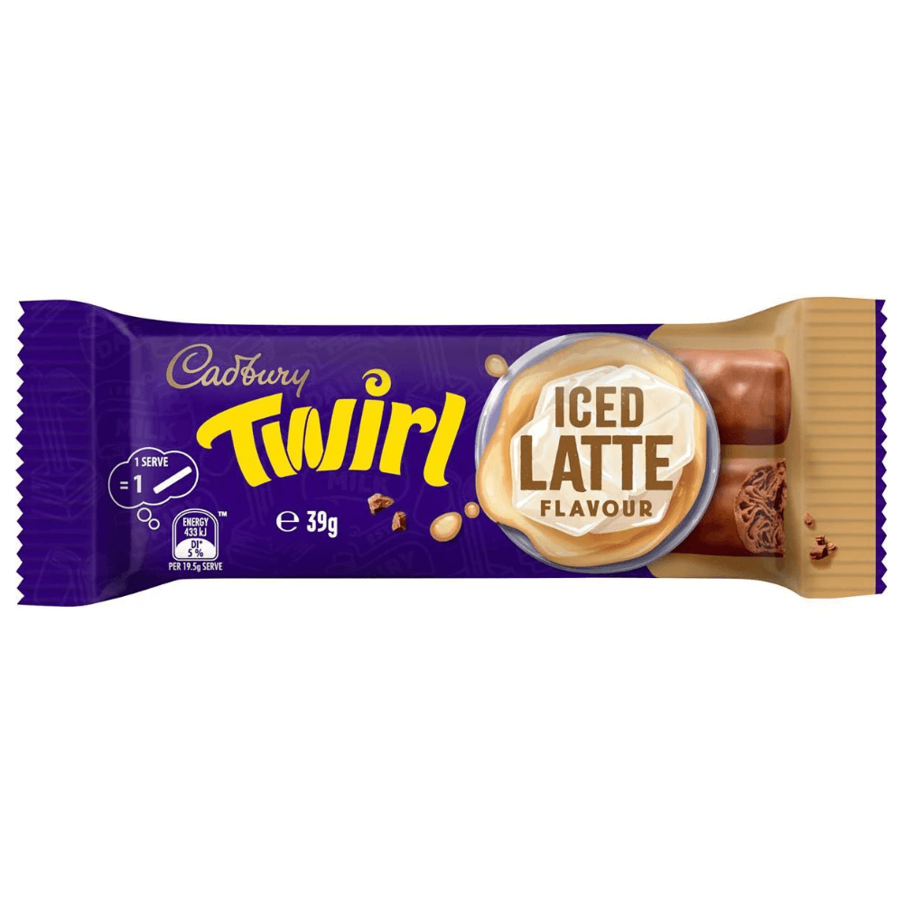 CADBURY TWIRL ICED LATTE CHOCOLATE BAR 39G (AUSTRALIAN) – 42 X 39G BARS