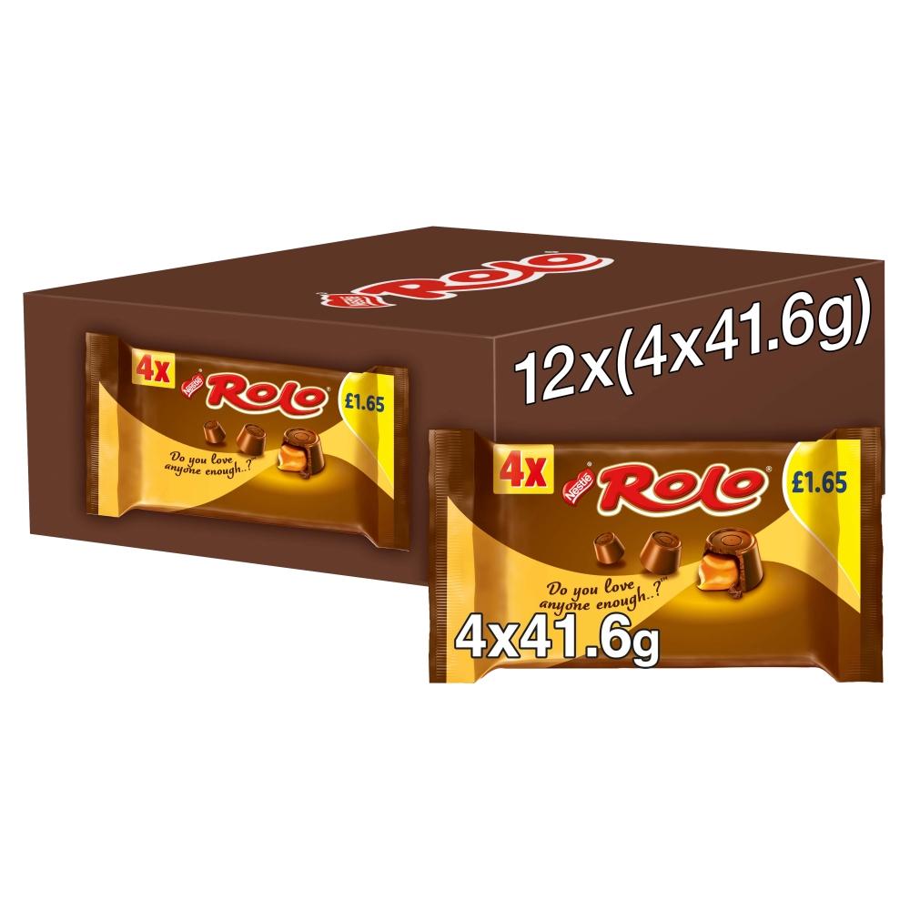 ROLO MILK CHOCOLATE & TOFFEE TUBE 166.4G (4 PACK) – 12 X (4 X 41.6G) MULTIPACKS