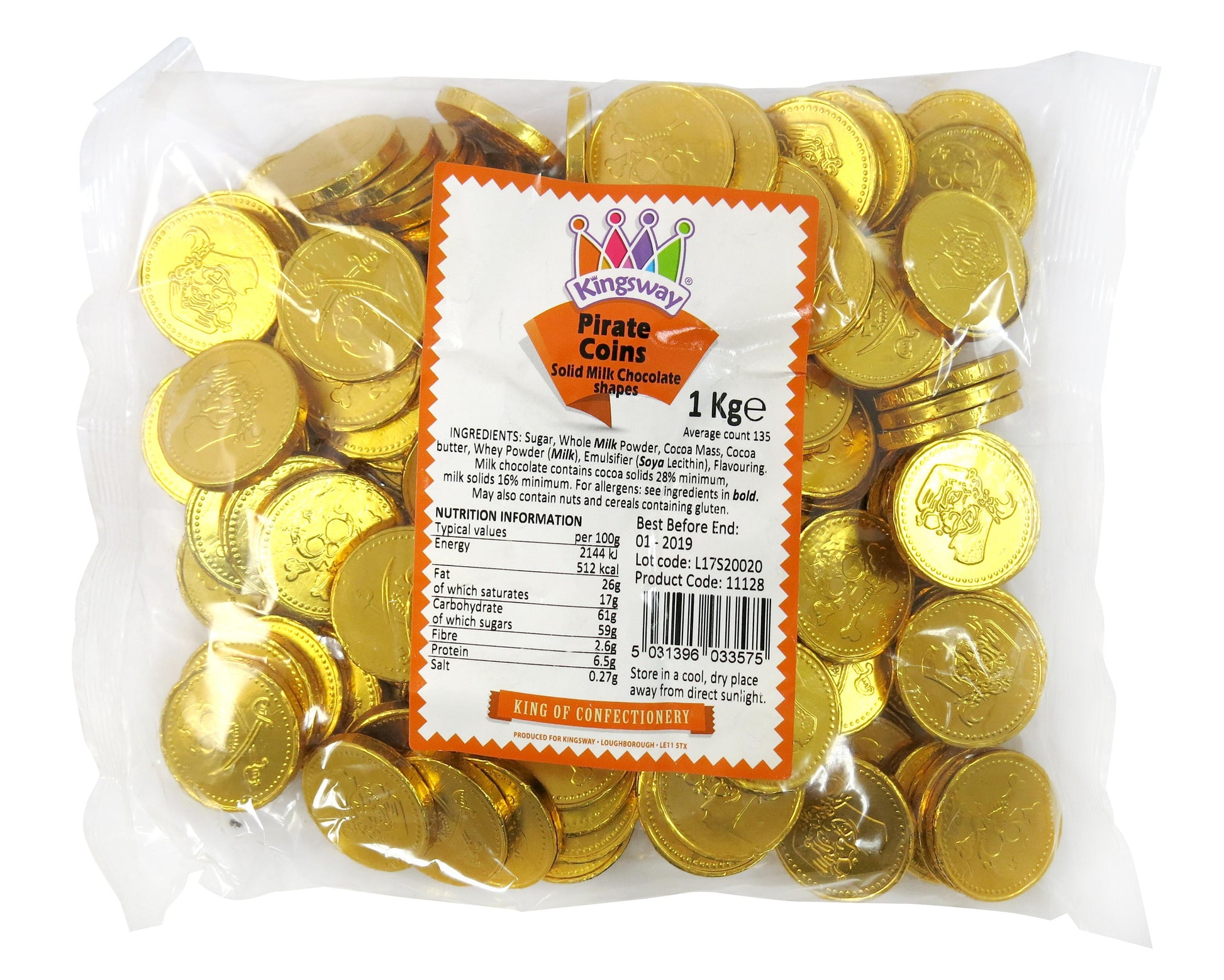 KINGSWAY PIRATE GOLD MILK CHOCOLATE COINS 1KG BAG – 1 X 1KG BAG