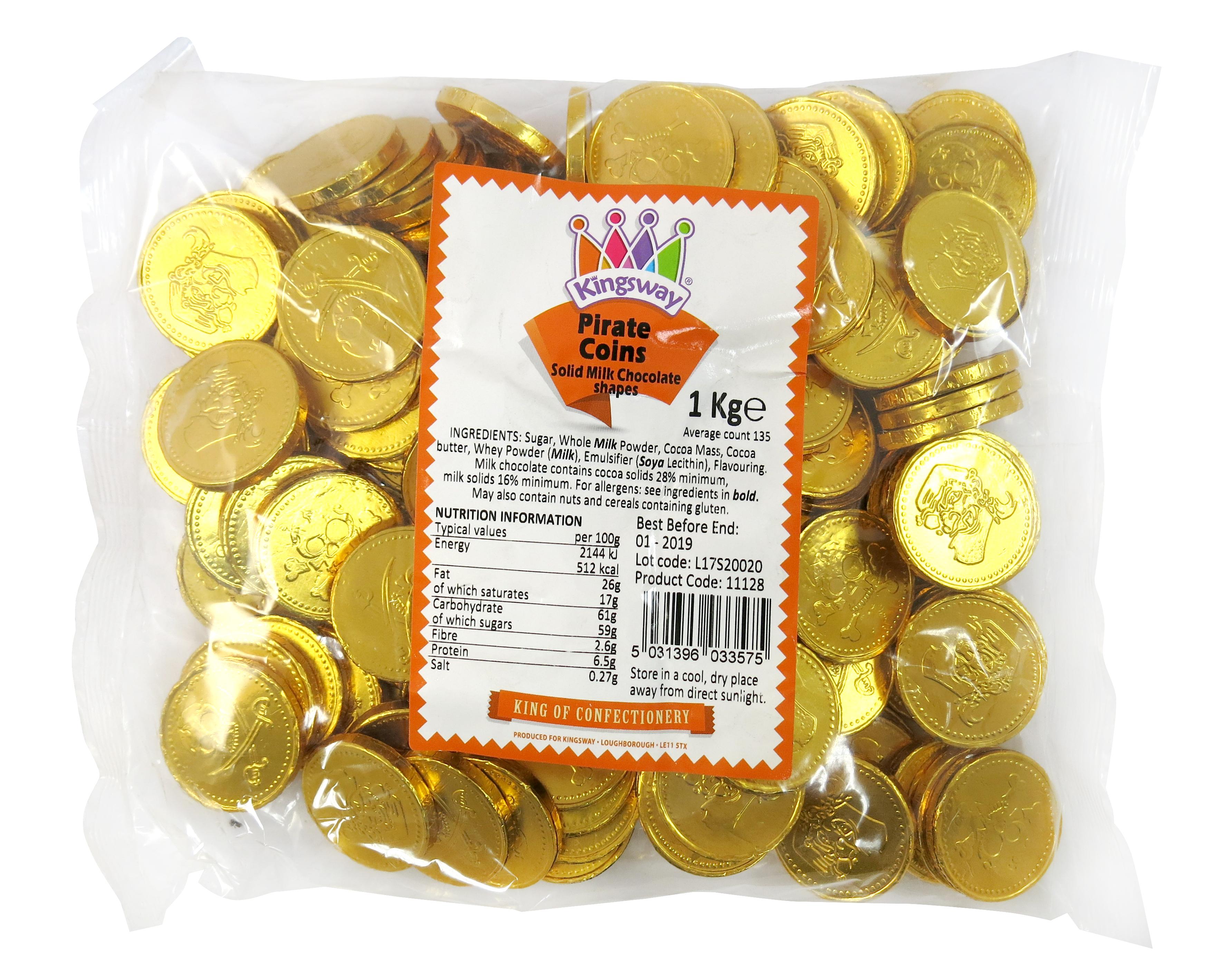 KINGSWAY PIRATE GOLD MILK CHOCOLATE COINS 1KG BAG – 1 X 1KG BAG - 0