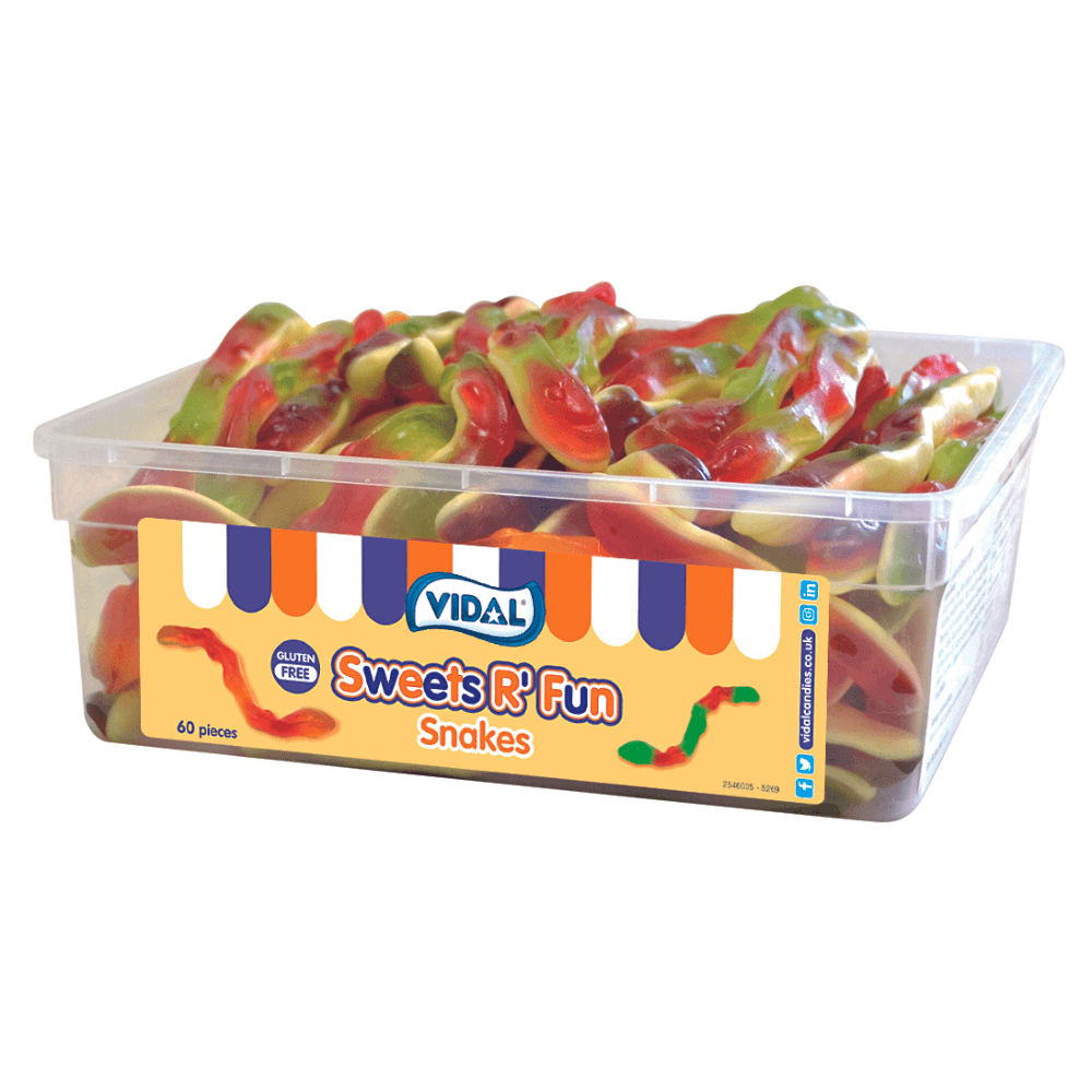 VIDAL JELLY SNAKES 720G TUB – 1 X 12G TUB