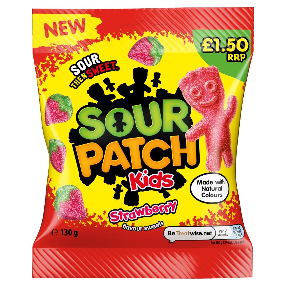SOUR PATCH KIDS STRAWBERRY FLAVOUR SWEETS 130G BAG – 10 X 104.4G BAGS - 0