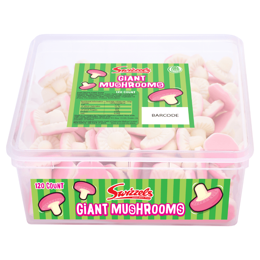 SWIZZELS GIANT MUSHROOMS 576G TUB – 1 X 576G TUB