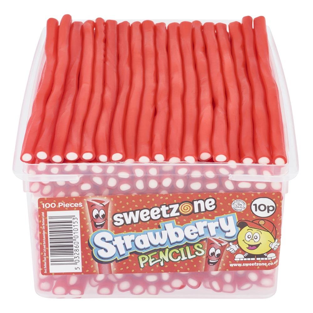 SWEETZONE STRAWBERRY PENCILS TUB – 1 X 1.1KG TUB - 0