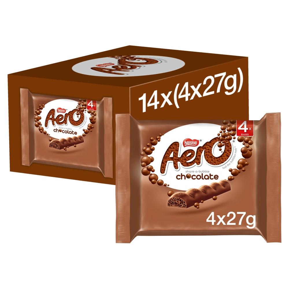 AERO BUBBLY MILK CHOCOLATE BAR 4 PACK (27G EACH) – 14 X 108G MULTIPACK