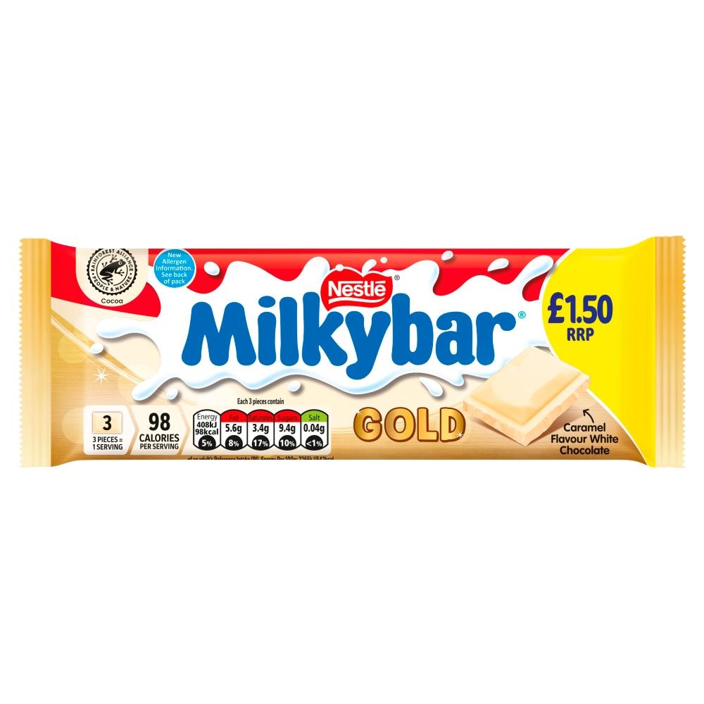 MILKYBAR GOLD CARAMEL WHITE CHOCOLATE SHARING BAR 90G (£1.50)