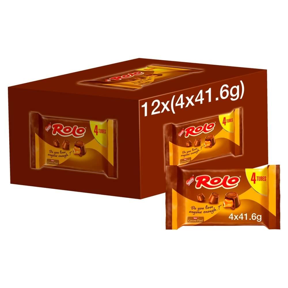 ROLO MILK CHOCOLATE & CARAMEL TUBE MULTIPACK 41.6G 4 PACK – 12 X (4 X 41.6G)