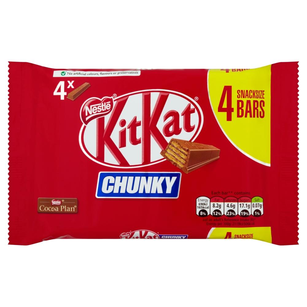 KIT KAT CHUNKY MILK CHOCOLATE BAR 4 PACK (32G) – 24 X 128G MULTIPACKS