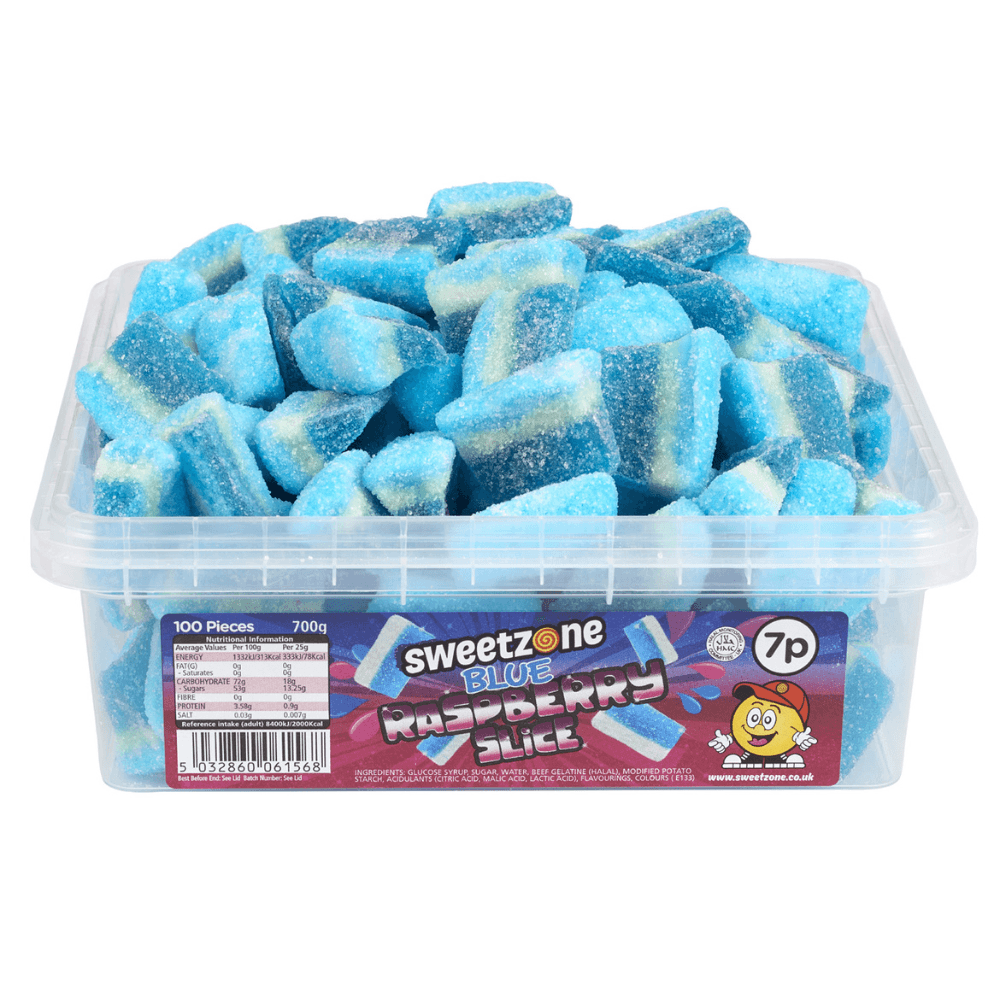 SWEETZONE BLUE RASPBERRY SLICES 700G TUB – 1 X 700G TUB