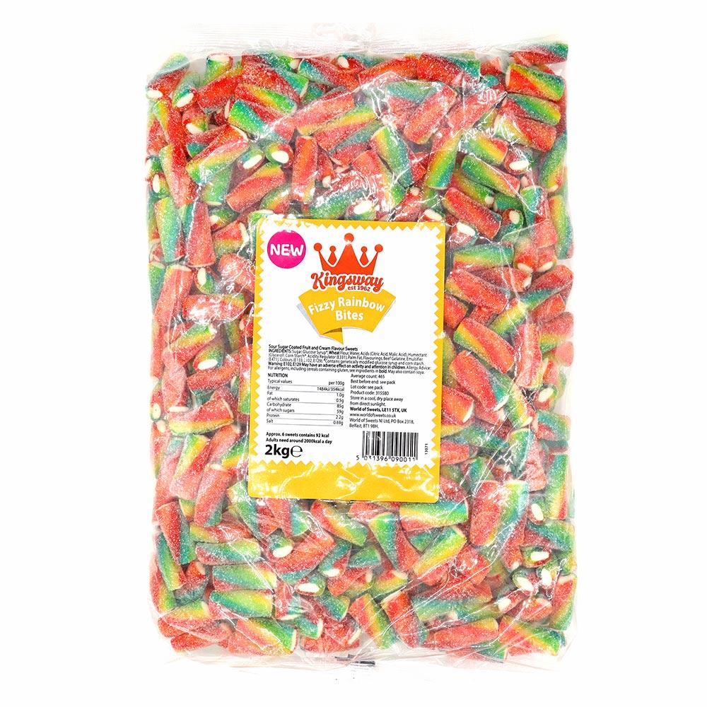 KINGSWAY FIZZY RAINBOW BITES 2KG BAG – 1 X 2KG BAG - 0