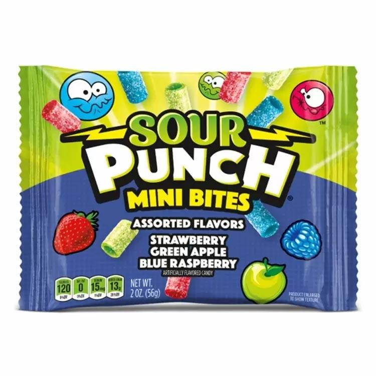 SOUR PUNCH MINI BITES ASSORTED FLAVOURS 57G BAG – 18 X 57G