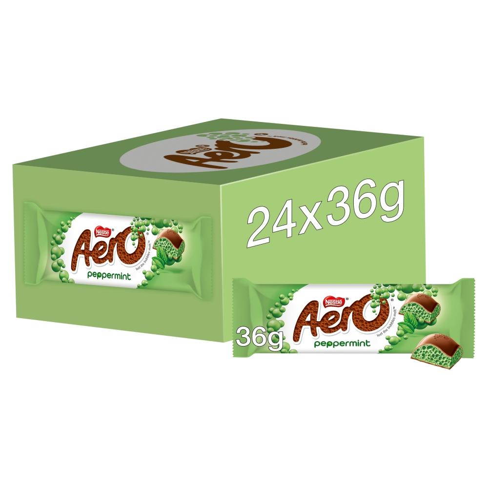 AERO BUBBLY PEPPERMINT CHOCOLATE BAR 36G – 24 X 36G BARS