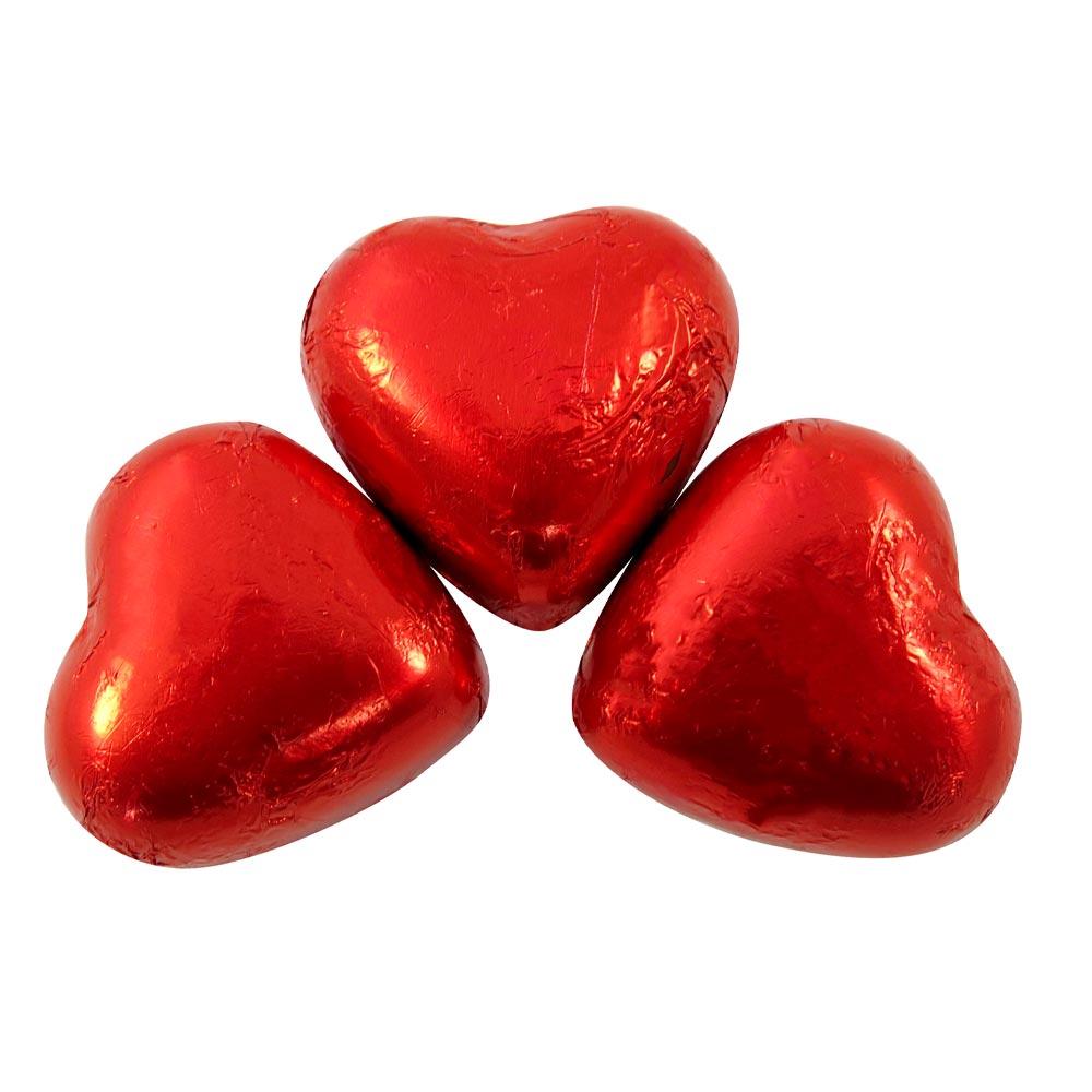 KINGSWAY RED FOILED MILK CHOCOLATE HEARTS 1KG (DAIRY) – 1 X 1KG BAG