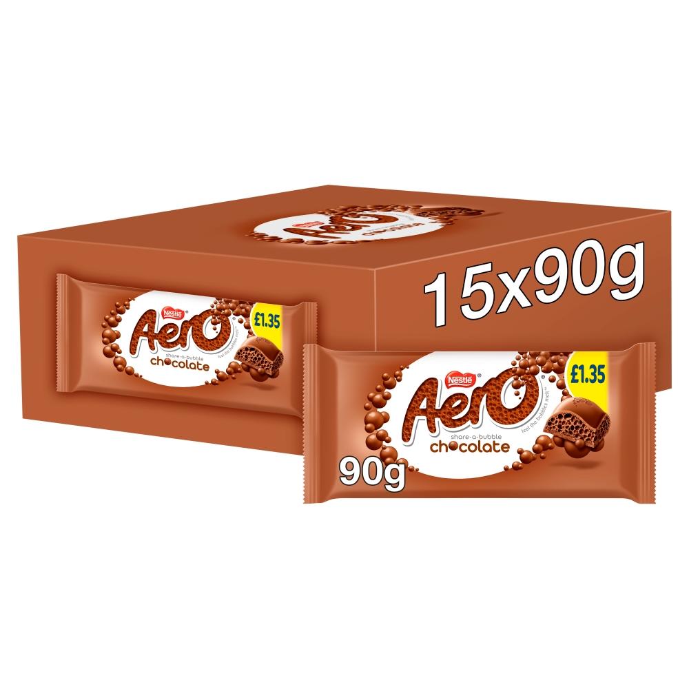 AERO MILK CHOCOLATE SHARING BAR 90G (£1.35) – 15 X 90G BARS