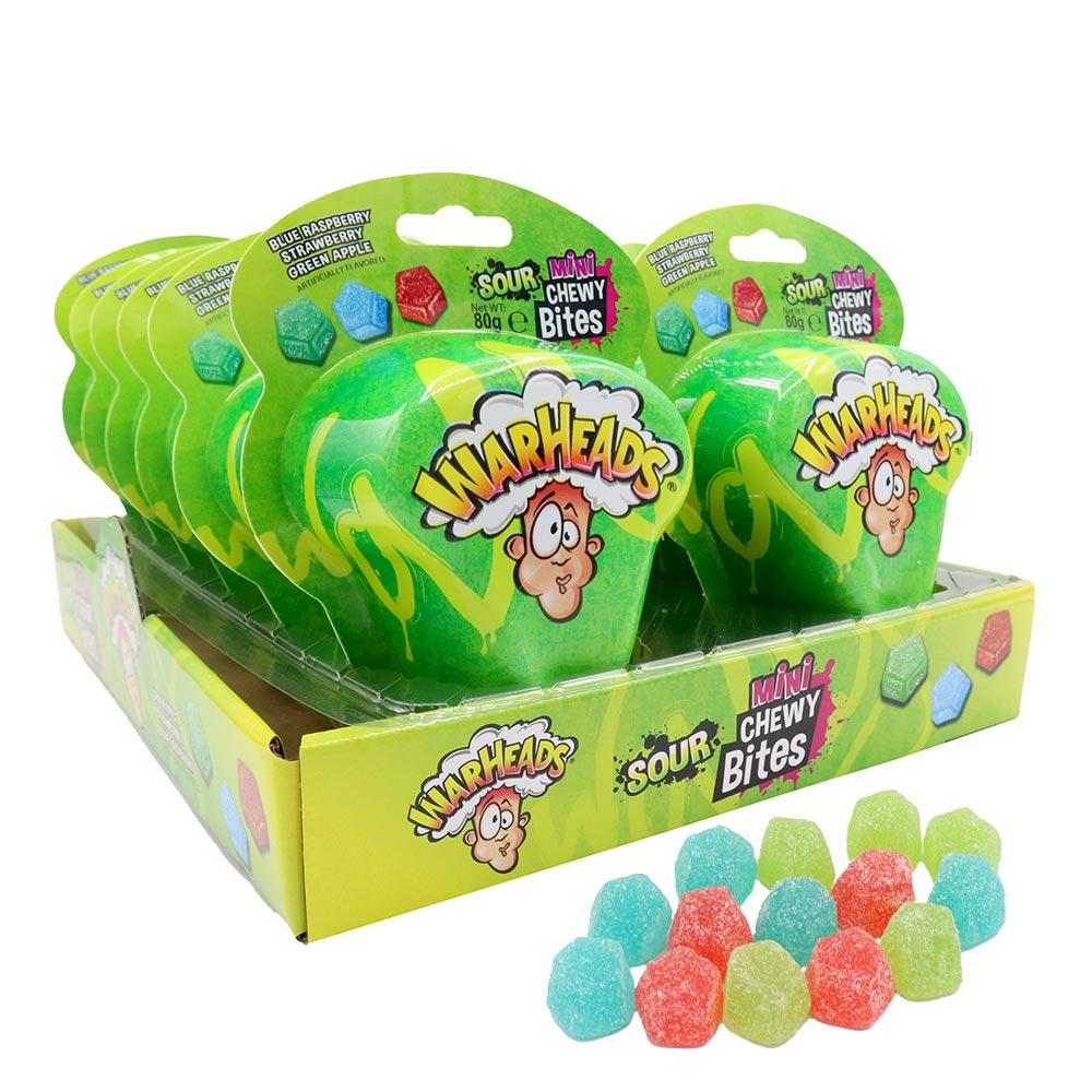 WARHEADS SOUR MINI CHEWY BITES 80G – 12 X 80G PACKS