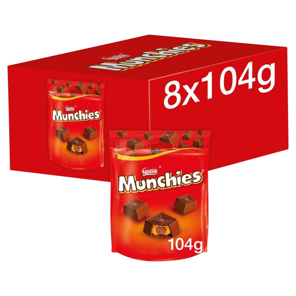 MUNCHIES MILK CHOCOLATE & CARAMEL 104G BAG – 8 X 104G BAGS
