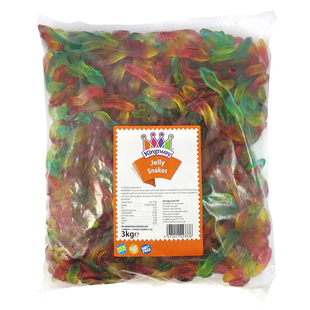 KINGSWAY JELLY SNAKES 3KG (VEGAN) – 1 X 3KG BAG - 0