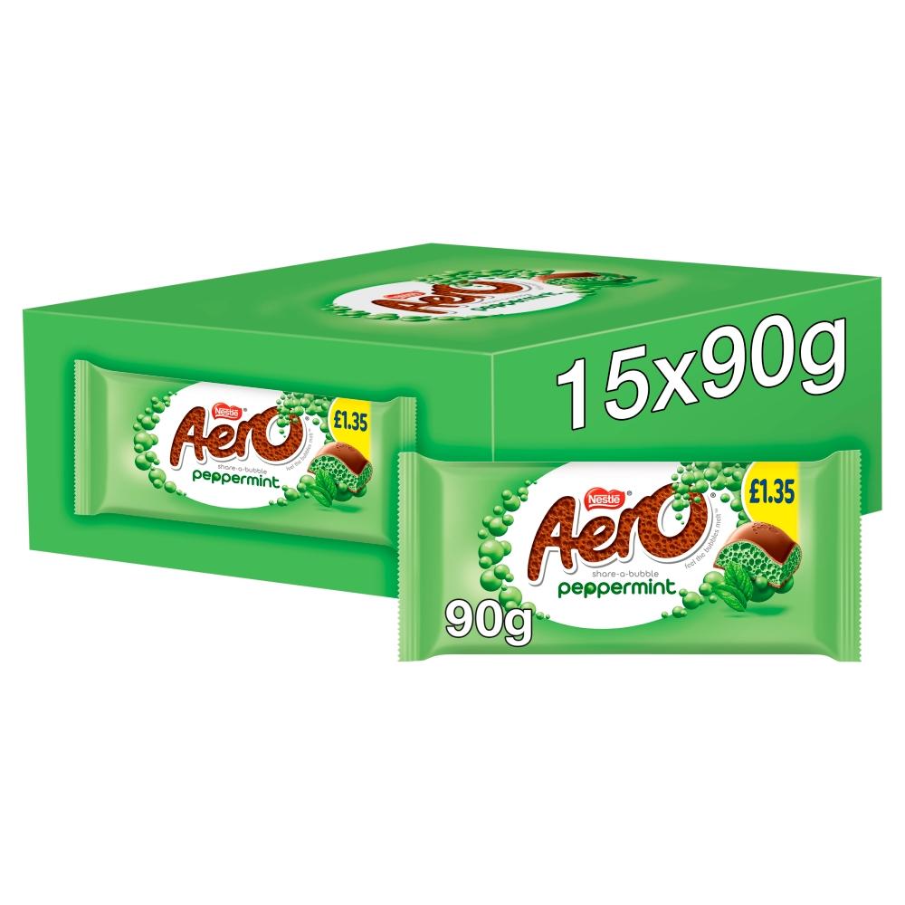 AERO PEPPERMINT CHOCOLATE SHARING BAR 90G (£1.35) – 15 X 90G BARS